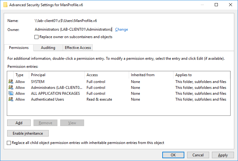 Logit Blog Owner Permissions On Mandatory Profile With Windows 10