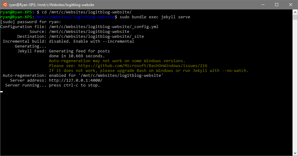 ubuntu-windows-jekyll-serve